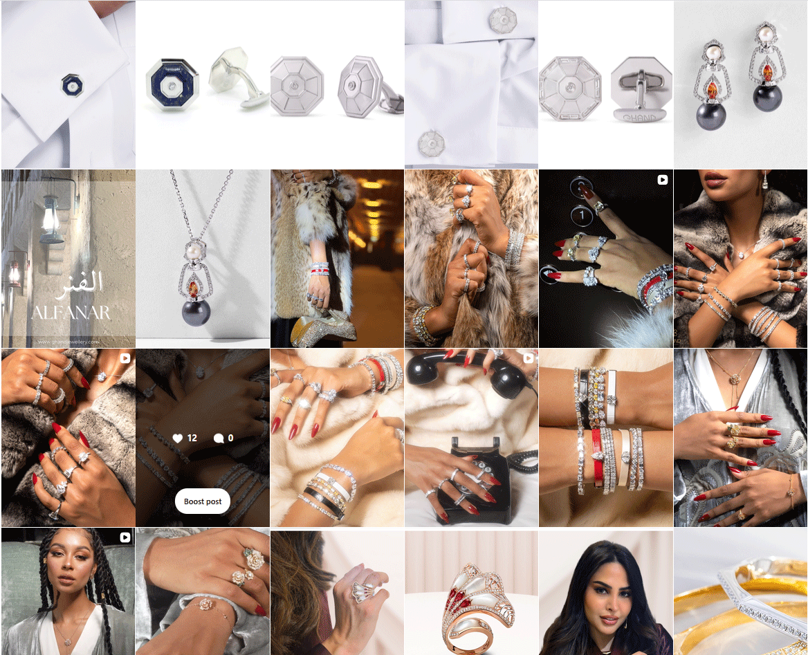 إدارة حساب Ghand Jewellery على إنستغرام